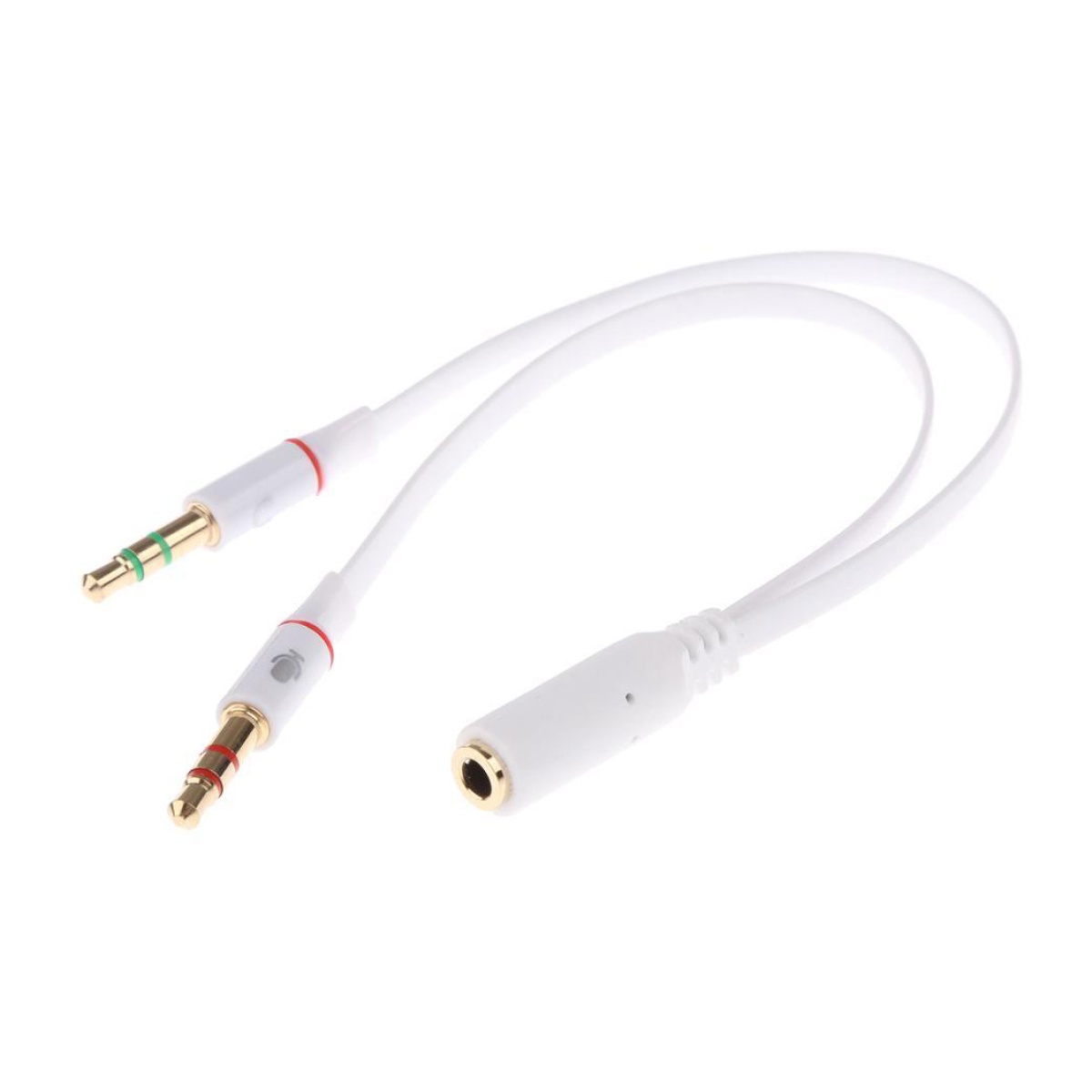 POWERTECH καλώδιο 2x 3.5mm σε 3.5mm θηλυκό CAB-J048, 0.2m, λευκό - Image 1