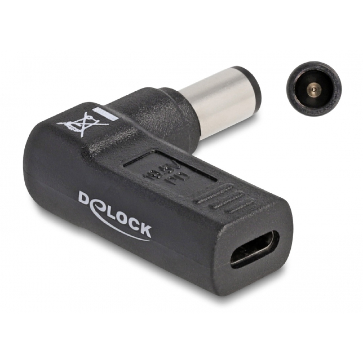 60008 DELOCK αντάπτορας τροφοδοσίας 60008, USB-C σε Dell 7.4x5mm, 90°, μαύρος - Image 1