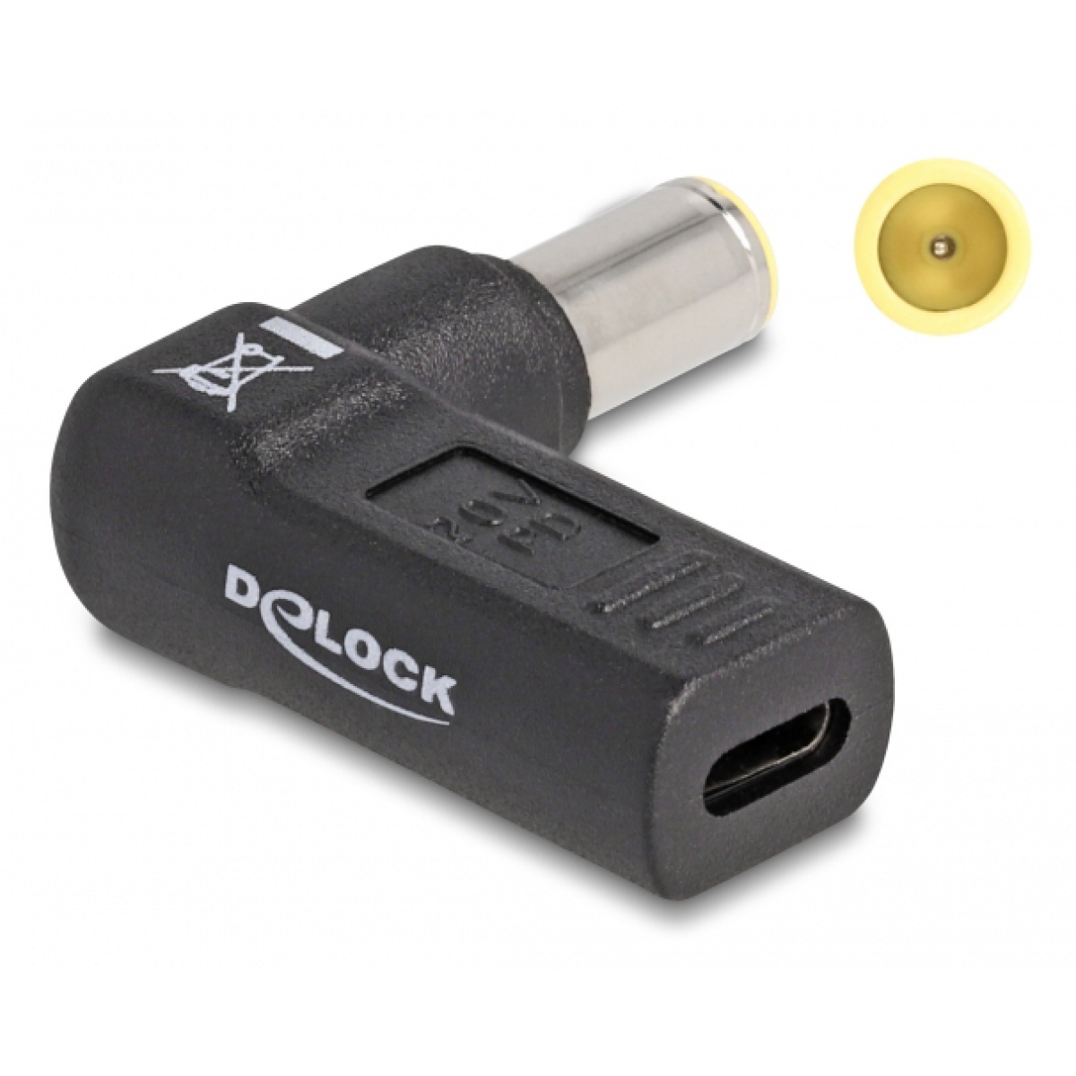 60012 DELOCK αντάπτορας τροφοδοσίας 60012, USB-C σε IBM 7.9x5.5mm, 90°, μαύρος - Image 1