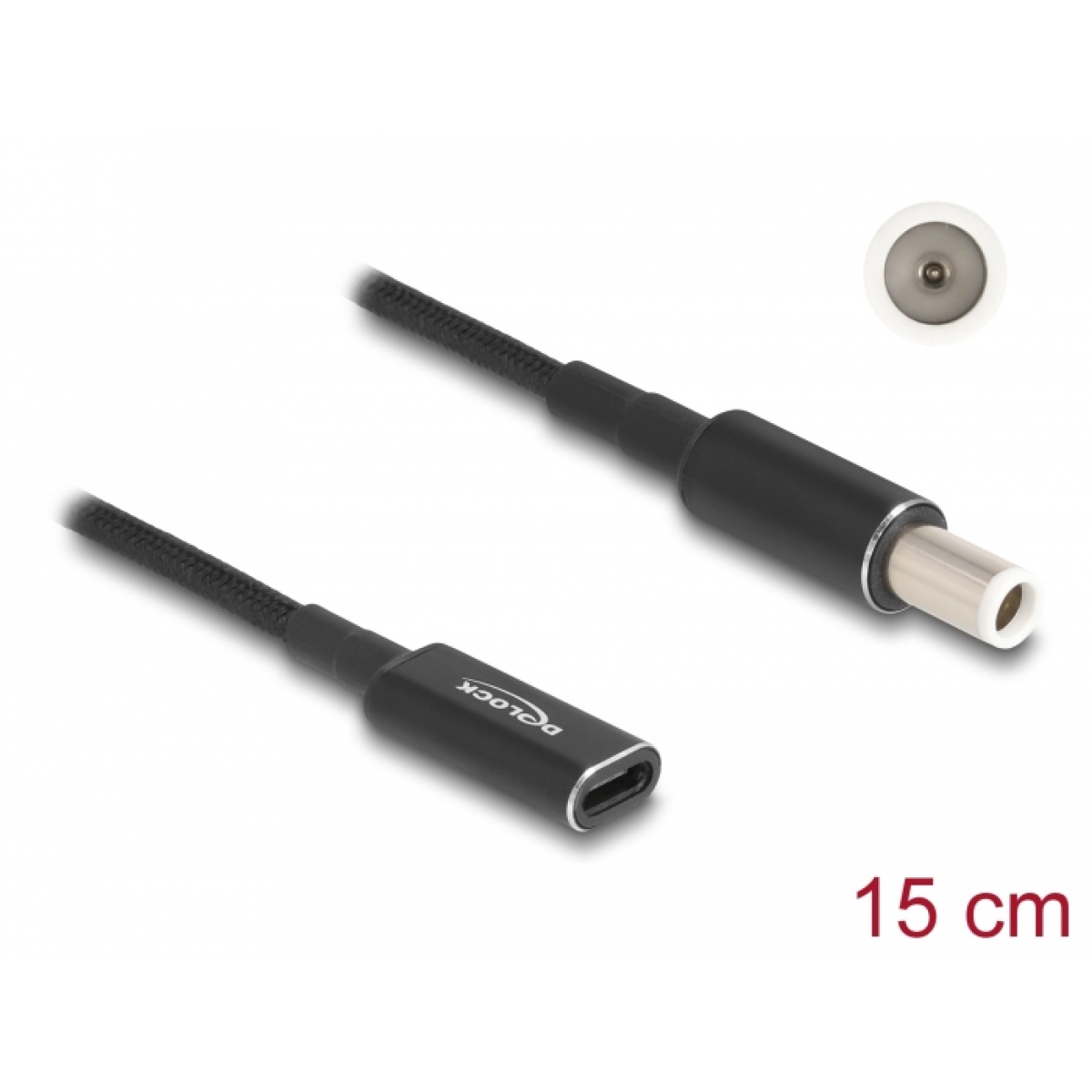 DELOCK καλώδιο τροφοδοσίας 60037, USB-C σε Dell 7.4x5.0mm, 15cm, μαύρο - Image 3