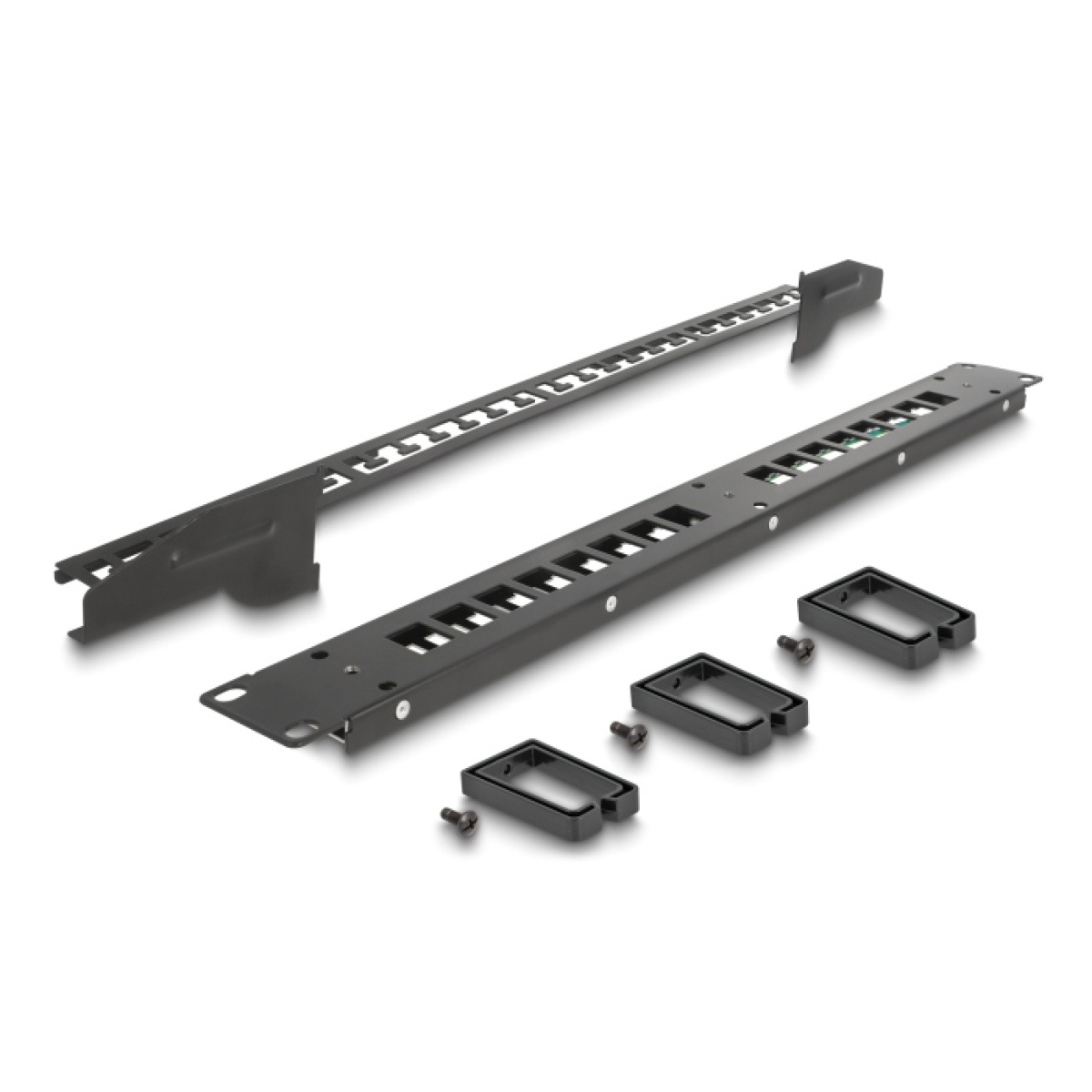 DELOCK Keystone patch panel 66237, 19"/1U, 16x ports, 3x γάντζοι, μαύρο - Image 3