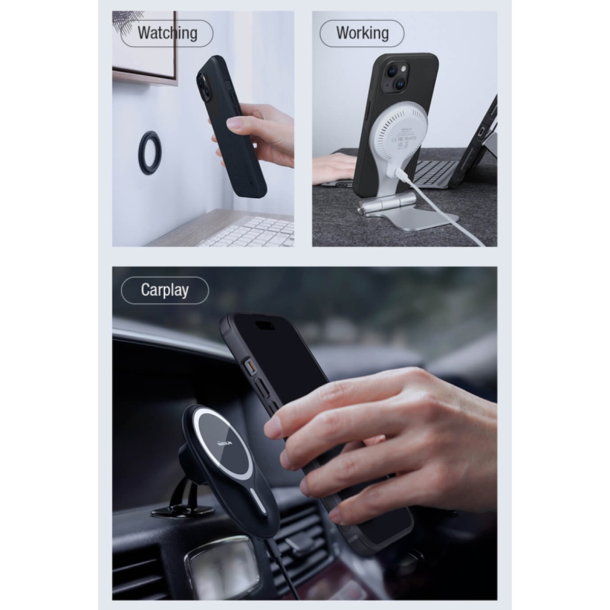 NILLKIN θήκη Super Frosted Shield Pro Magnetic για iPhone 15, μπλε - Image 2