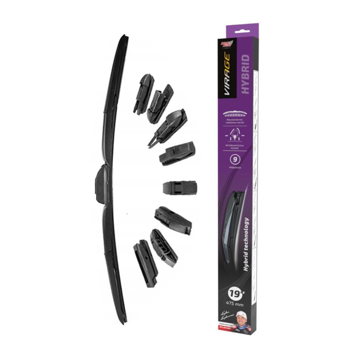 92-H19 MOJE AUTO υαλοκαθαριστήρας Hybrid 92-H19, 19" (475mm), 9 αντάπτορες - Image 1