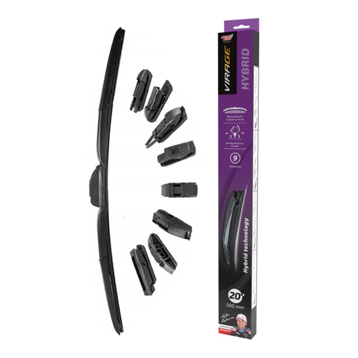 92-H20 MOJE AUTO υαλοκαθαριστήρας Hybrid 92-H20, 20" (500mm), 9 αντάπτορες - Image 1