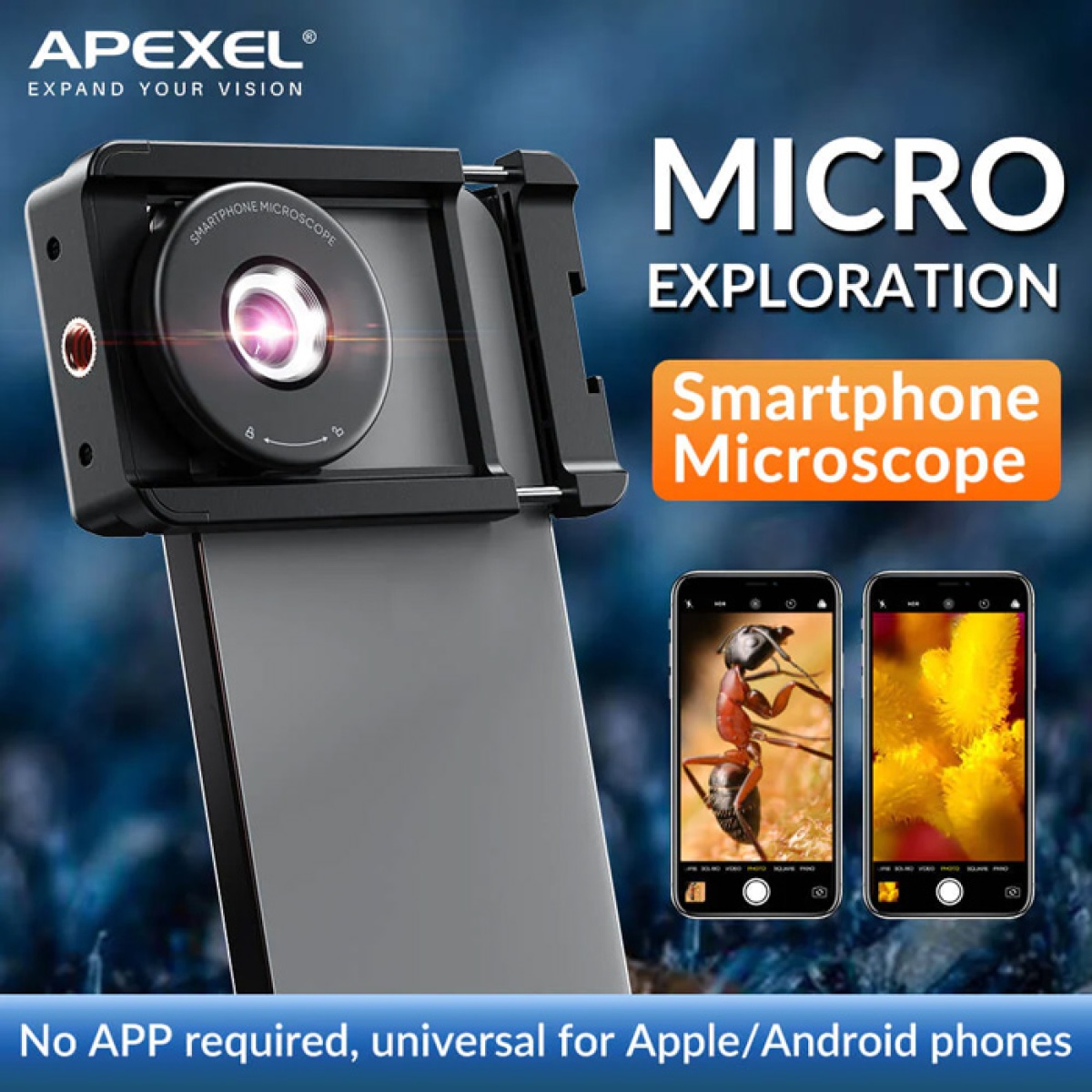 APEXEL φακός μικροσκόπιο APL-MS009 για smartphone κάμερα, 100x zoom, LED - Image 2