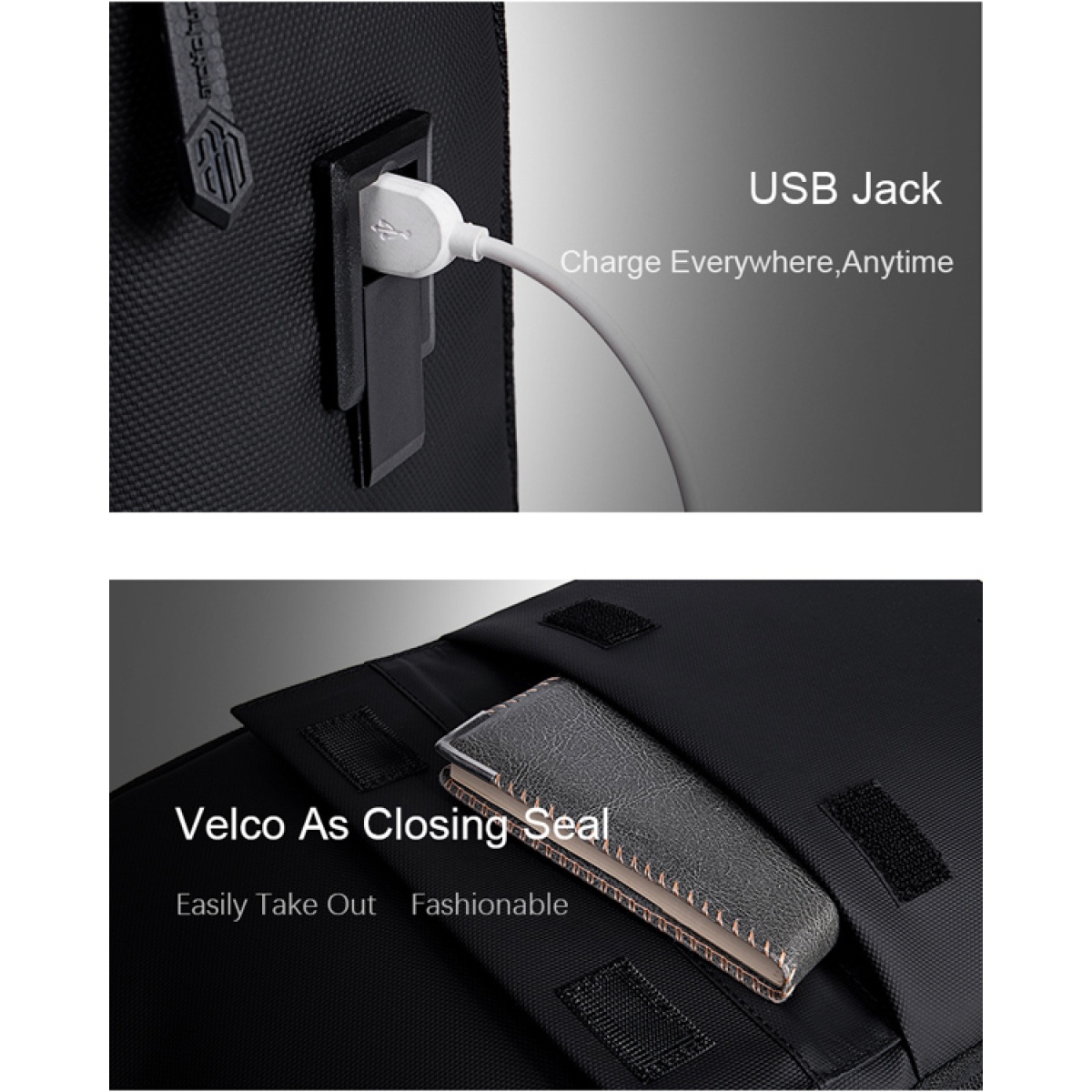 ARCTIC HUNTER τσάντα πλάτης B00562 με θήκη laptop 15.6", 20L, USB, μαύρη - Image 4