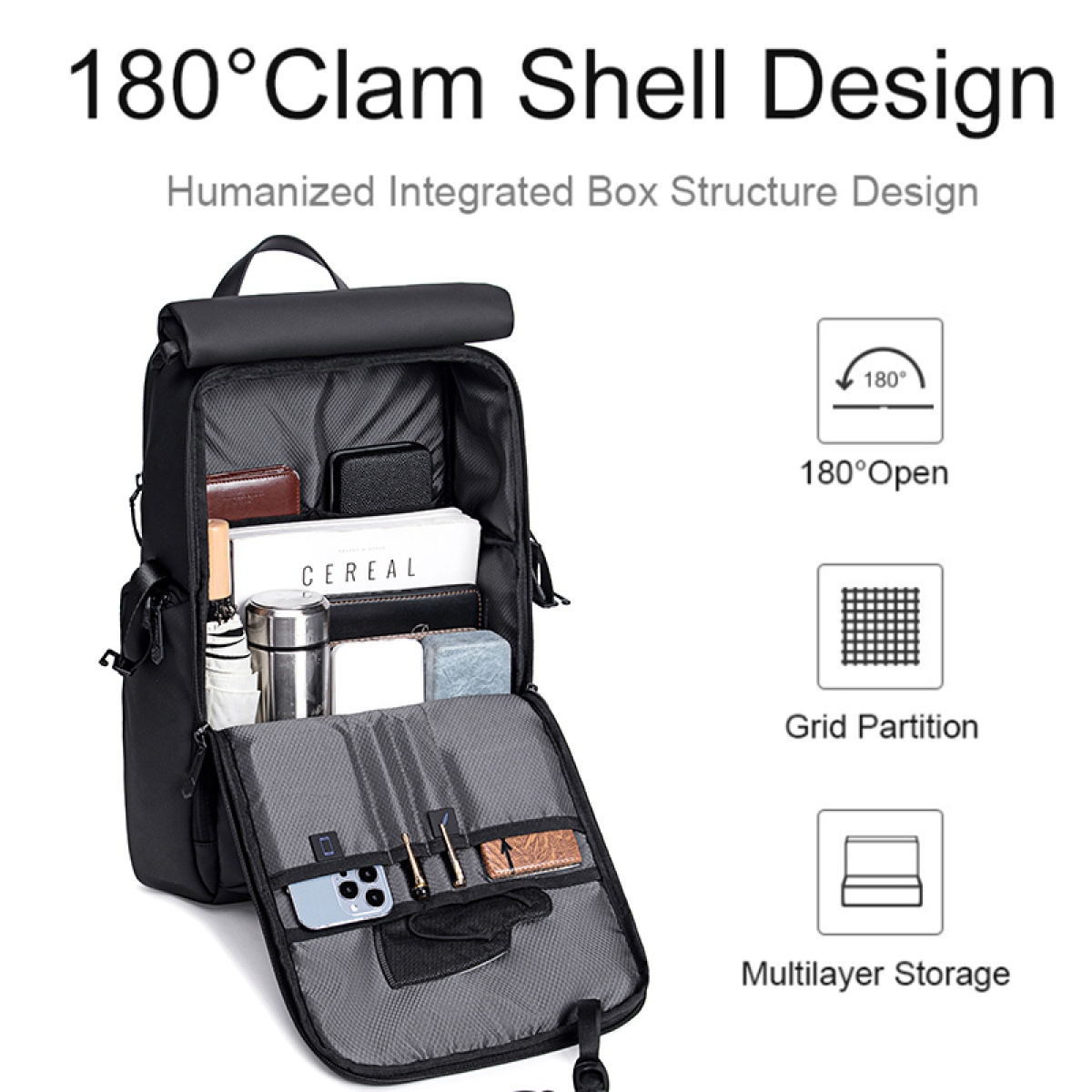 ARCTIC HUNTER τσάντα πλάτης B00562 με θήκη laptop 15.6", 20L, USB, μαύρη - Image 2