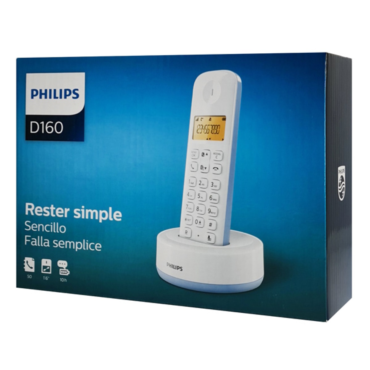 PHILIPS ασύρματο τηλέφωνο D1601S-34, με ελληνικό μενού, λευκό-μπλε - Image 3