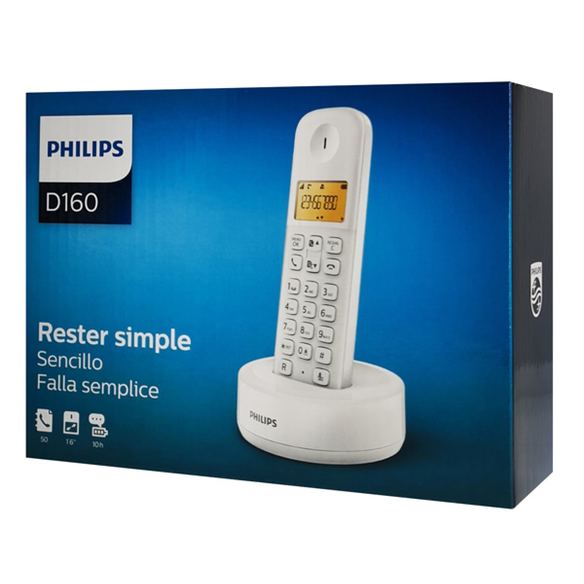 PHILIPS ασύρματο τηλέφωνο D1601W-34, με ελληνικό μενού, λευκό - Image 4
