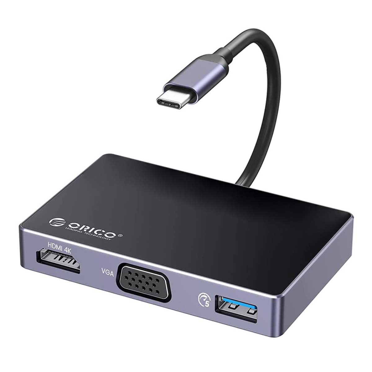 ORICO docking station DM-5P, 5 θυρών, USB-C σύνδεση, 100W PD, 4K, μαύρο - Image 1