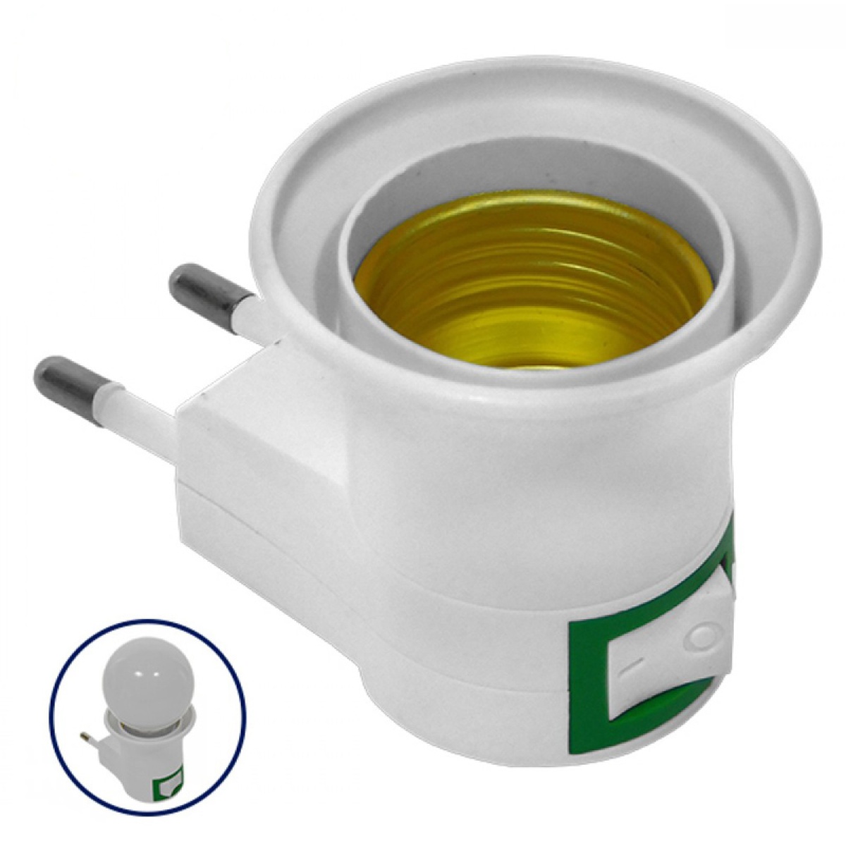 E27-021 POWERTECH ντουί ρεύματος E27-021 με διακόπτη, E27 υποδοχή, λευκό, 5τμχ - Image 1