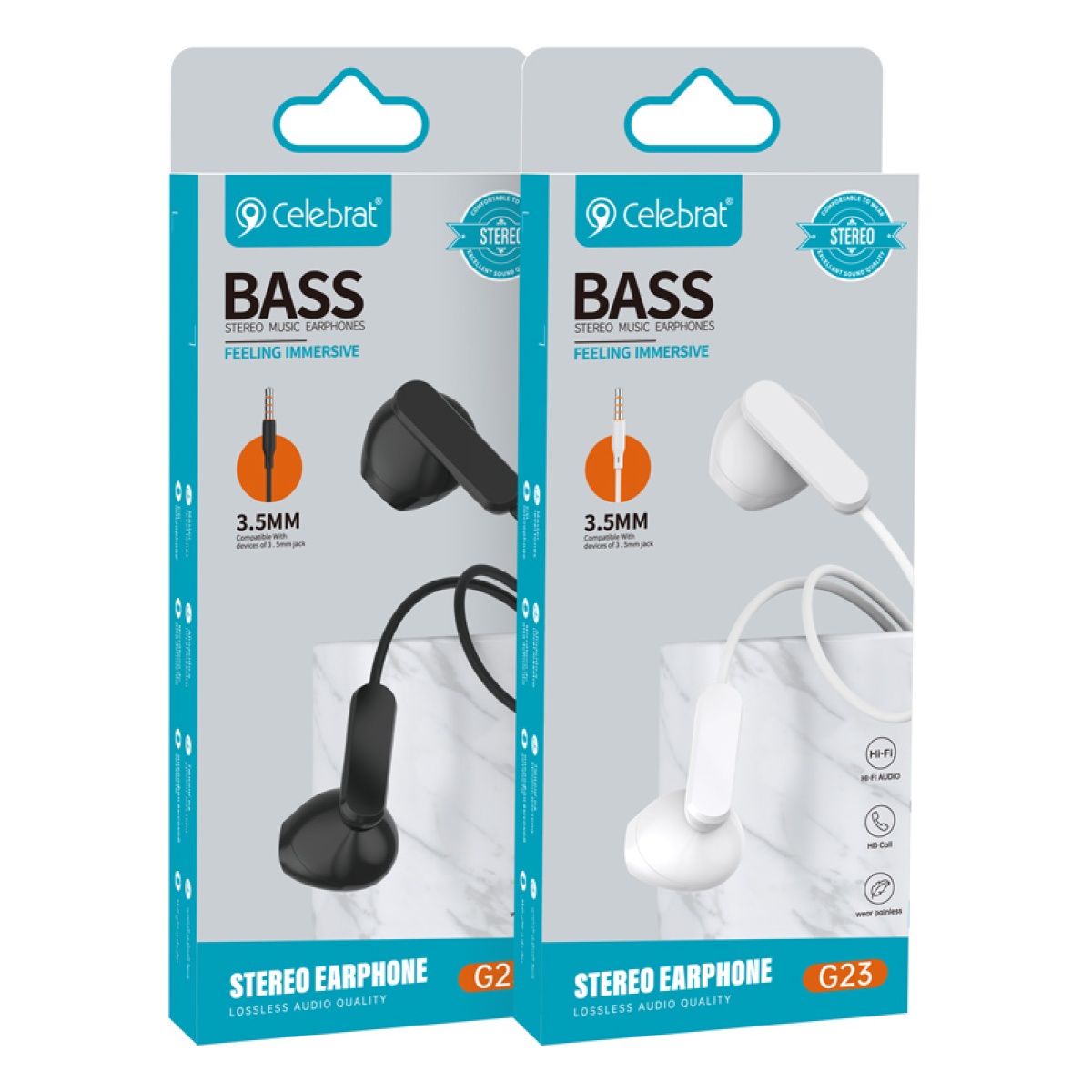 CELEBRAT earphones με μικρόφωνο G23, 3.5mm σύνδεση, Φ14mm, 1.2m, μαύρα - Image 4