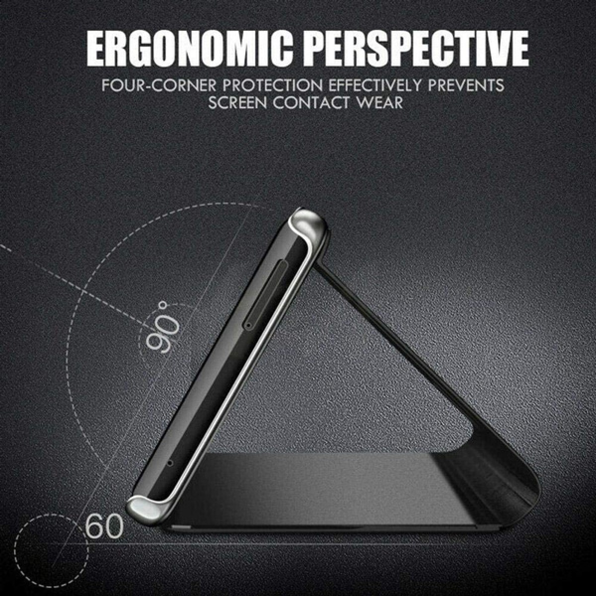 POWERTECH θήκη Clear View MOB-1663 για iPhone 13 Pro Max, μαύρη - Image 2