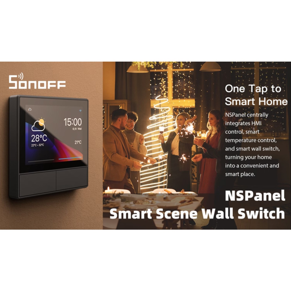 SONOFF smart panel ελέγχου NSPanel με οθόνη αφής, 2-gang, Wi-Fi, λευκό - Image 2