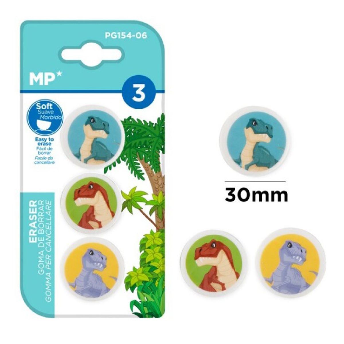 MP γόμα για μολύβι δεινόσαυροι PG154-06, 3τμχ - Image 1