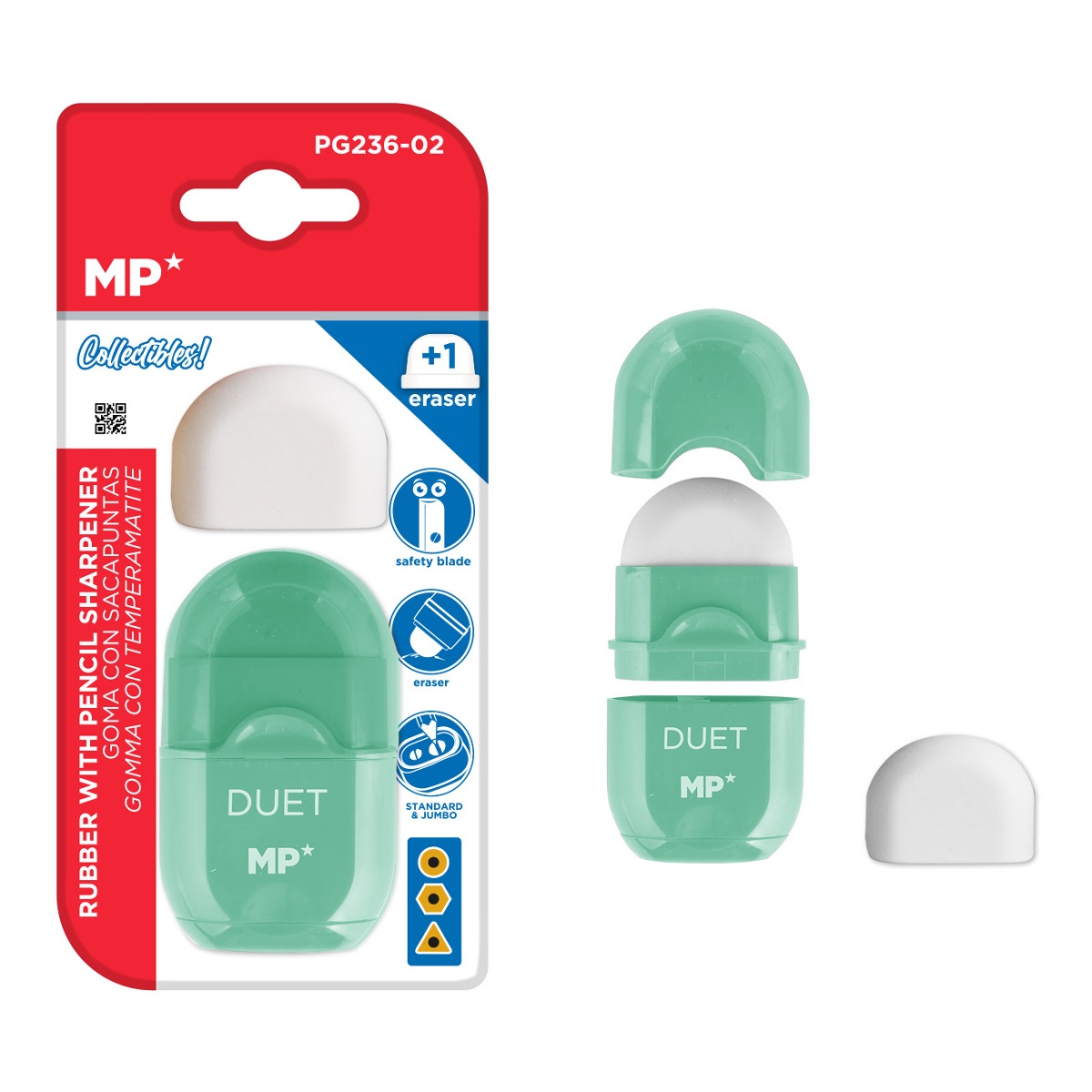 MP γόμα & ξύστρα με κάδο PG236-02-GN με ανταλλακτική γόμα, πράσινη - Image 1