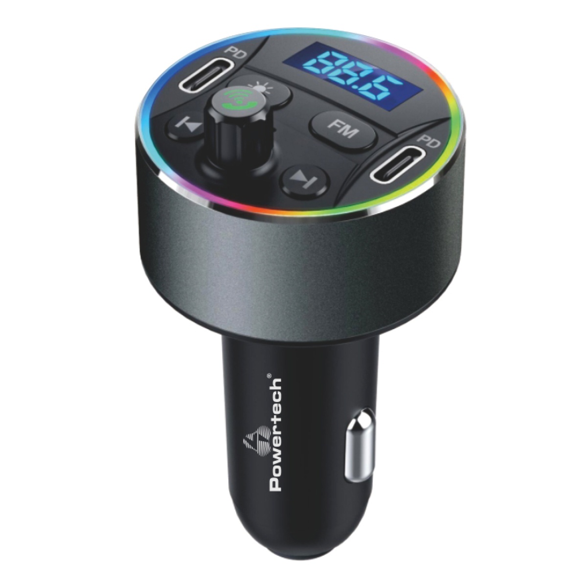 PT-1027 POWERTECH FM Transmitter & φορτιστής 40W PT-1027, οθόνη, RGB, Bluetooth - Image 1
