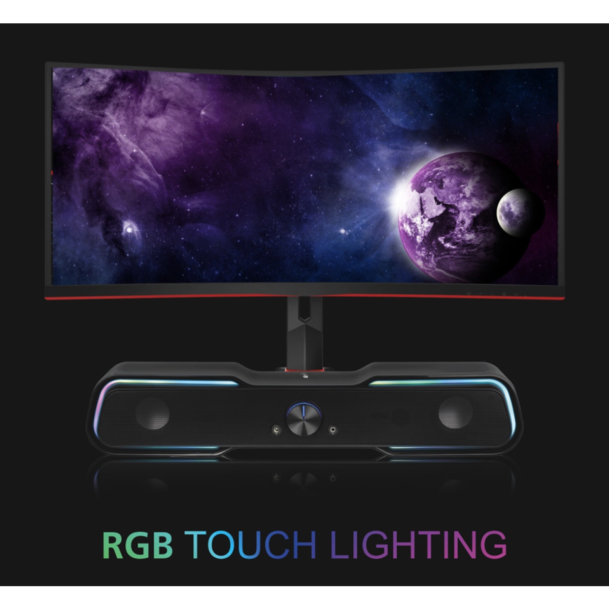 POWERTECH gaming soundbar PT-974, 10W RMS, Bluetooth, 3.5mm, RGB, μαύρο - Image 2