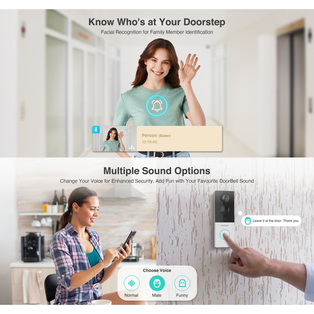 BOTSLAB smart κουδούνι με κάμερα R801, 3MP/2K, WiFi, 5000mAh - Image 7