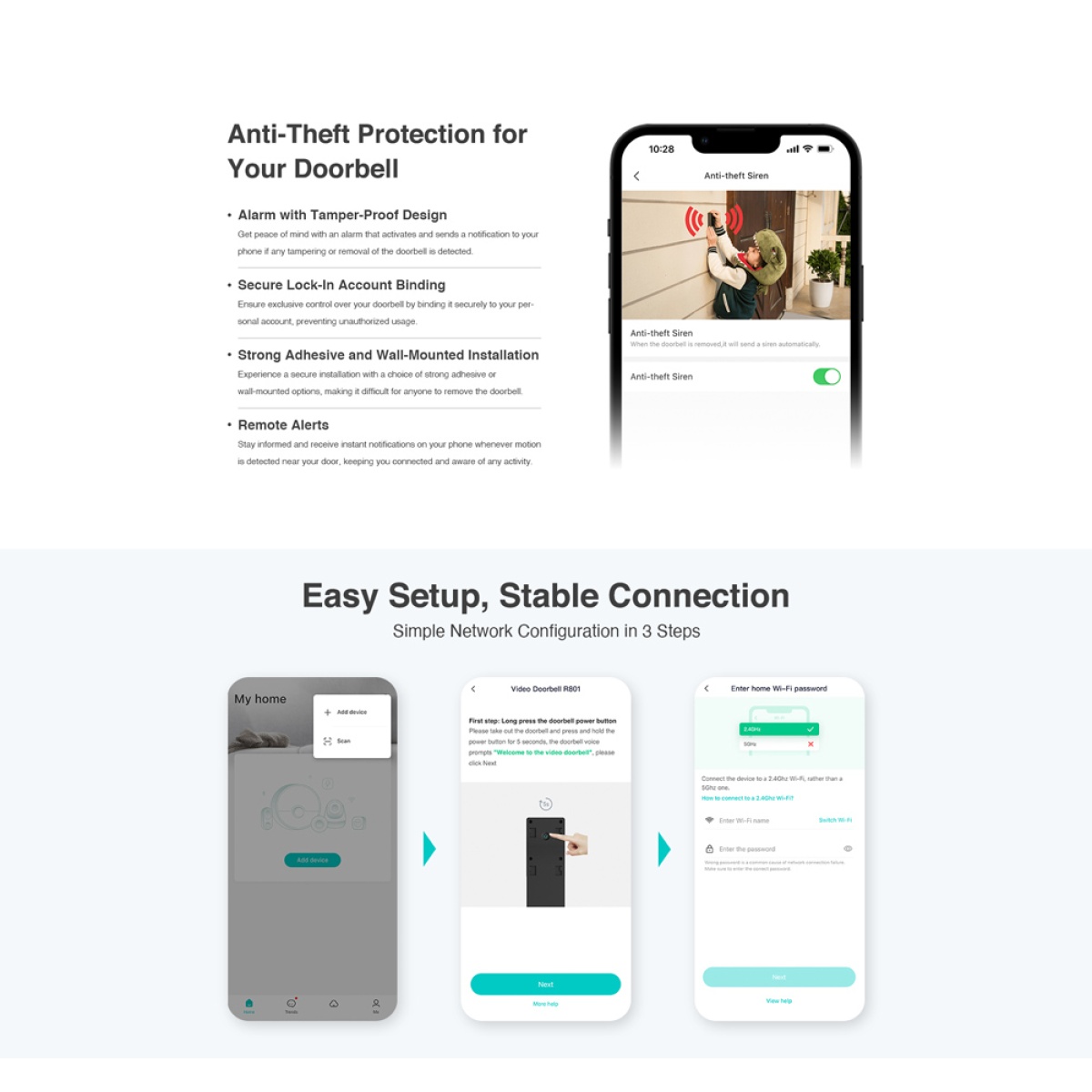 BOTSLAB smart κουδούνι με κάμερα R801, 3MP/2K, WiFi, 5000mAh - Image 8
