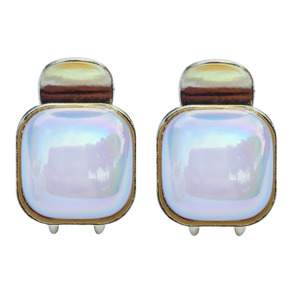 RXN-0006 ROXXANI κλιπ μαλλιών RXN-0006 με τετράγωνη οπάλ πέτρα, χρυσό, 2τμχ - Image 1