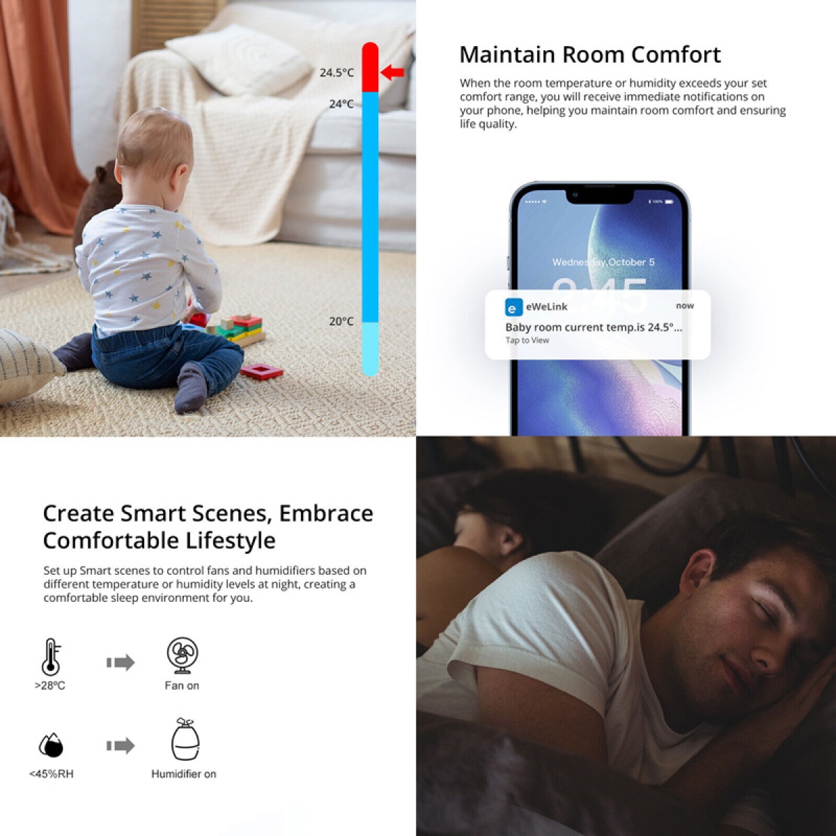 SONOFF smart αισθητήρας θερμοκρασίας & υγρασίας SNZB-02P, ZigBee - Image 8