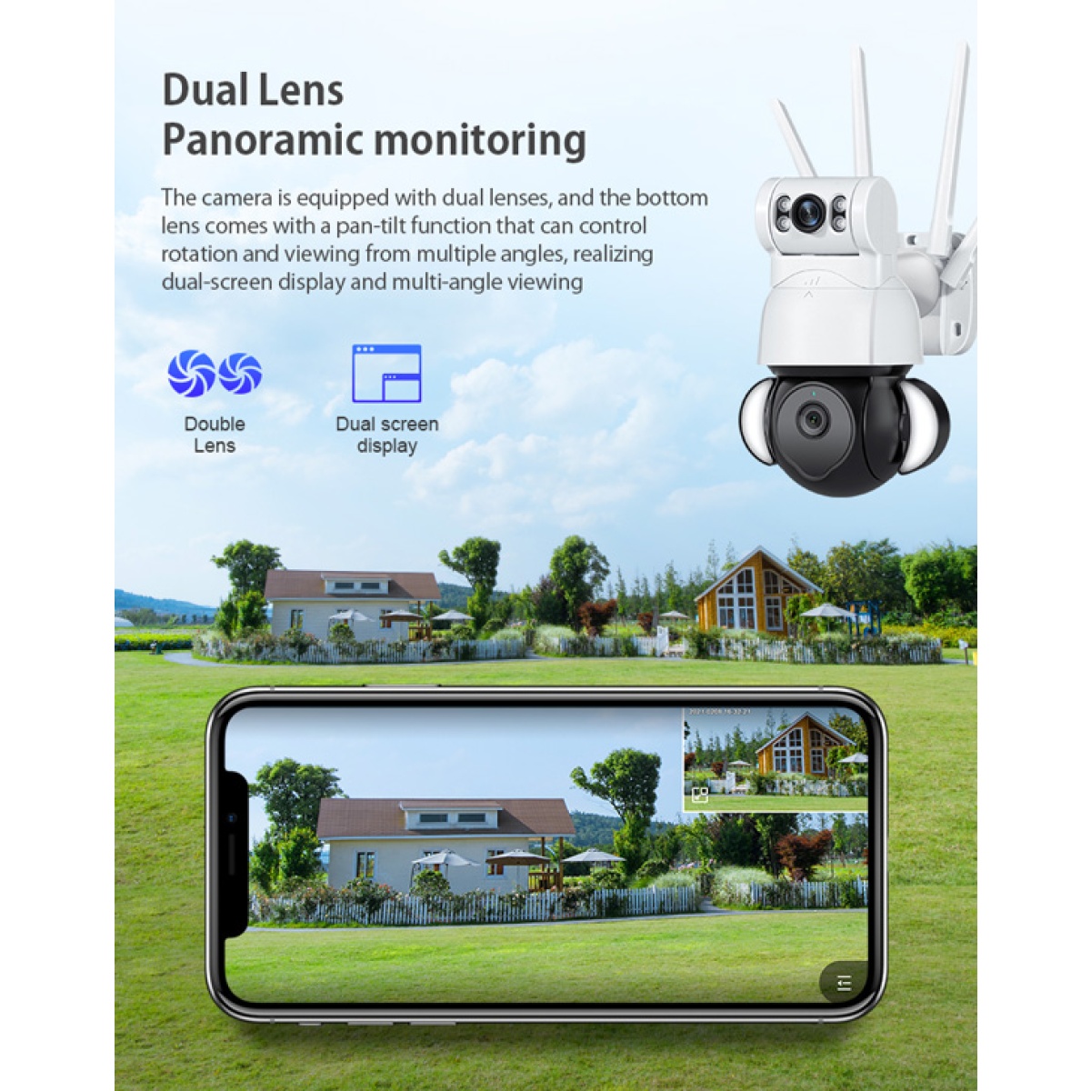 SECTEC smart κάμερα ST-428-4M-DL με προβολείς, dual lens, 4MP, Onvif PTZ - Image 2