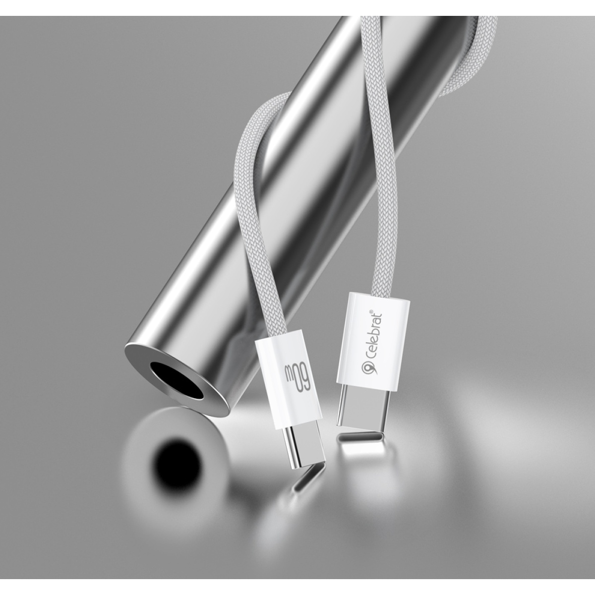 CELEBRAT καλώδιο USB-C U600, 60W, 480Mbps, 1m, λευκό - Image 2