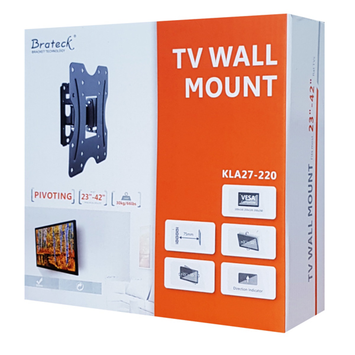 BRATECK επιτοίχια βάση τηλεόρασης KLA27-220, 23-42", έως 30kg, full motion - Image 5