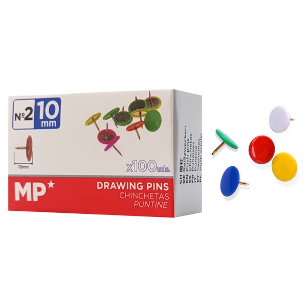 MP χρωματιστές πινέζες PA485C-S, μεταλλικές, 10mm, 100τμχ