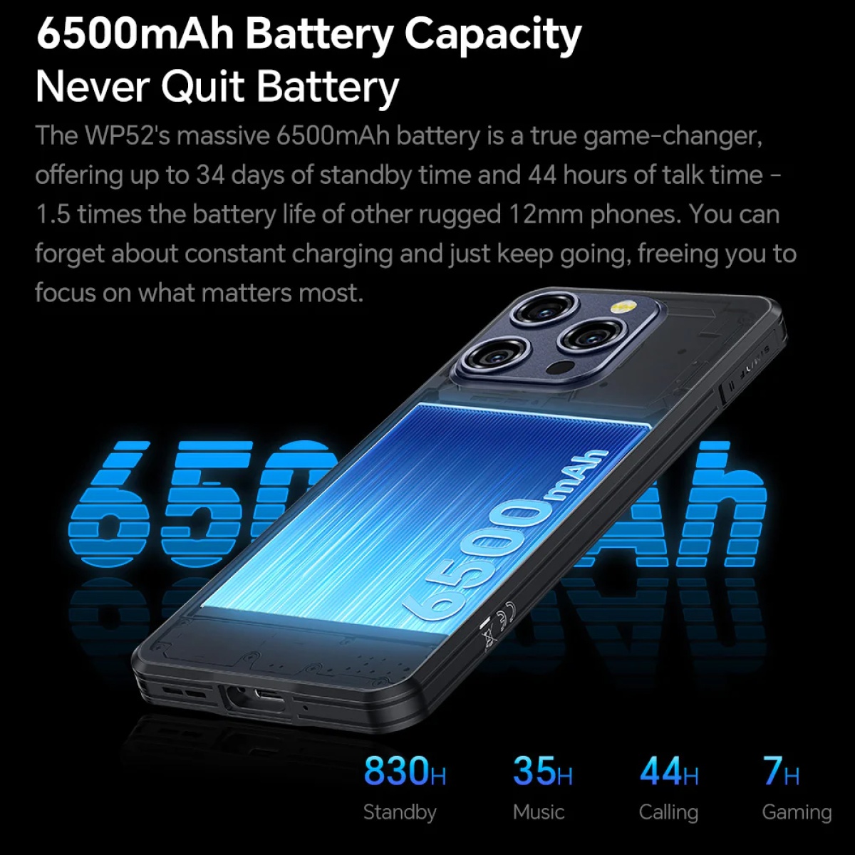 OUKITEL smartphone WP52, 6.6", 4/256GB, 5G, 6500mAh, IP68/IP69K, μαύρο - Image 8