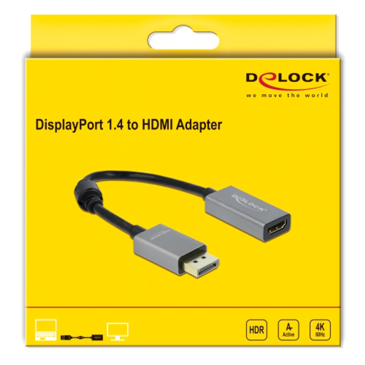 DELOCK αντάπτορας DisplayPort 1.4 σε HDMI 66436, 4K/60Hz, active, γκρι - Image 2