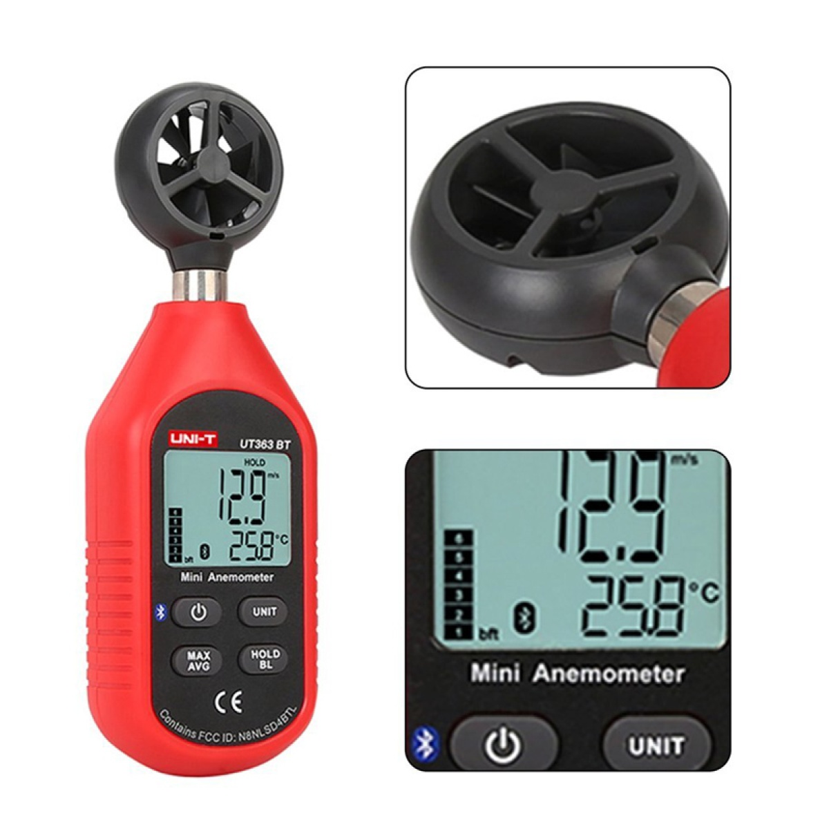 UNI-T ψηφιακό ανεμόμετρο UT363BT, 0-30m/s, Bluetooth - Image 3
