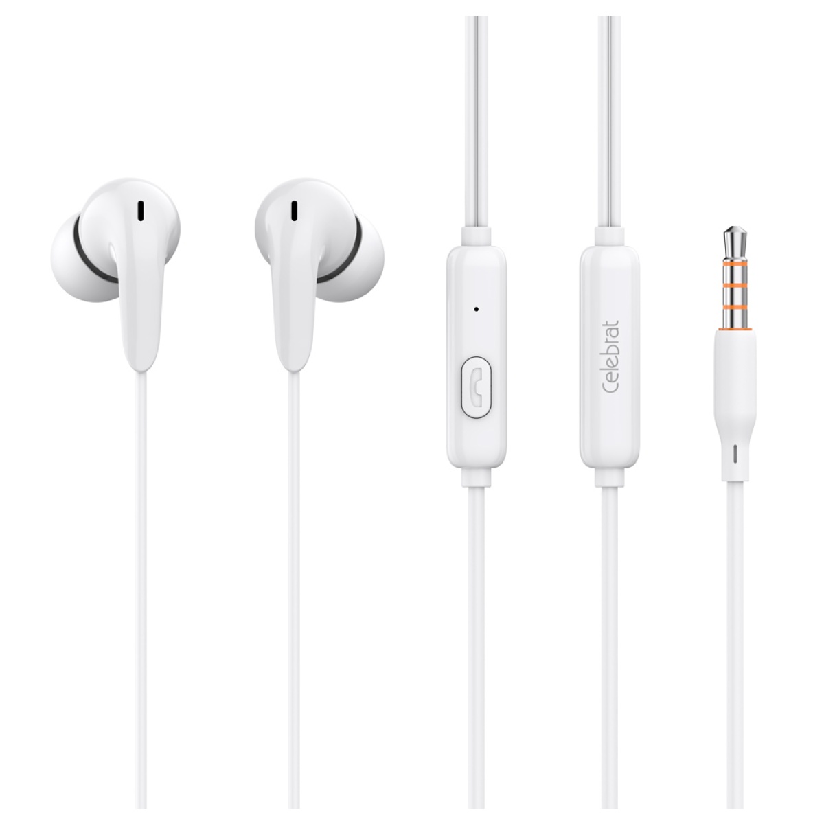 G26-WH CELEBRAT earphones με μικρόφωνο G26, 3.5mm σύνδεση, Φ10mm, 1.2m, λευκά - Image 1