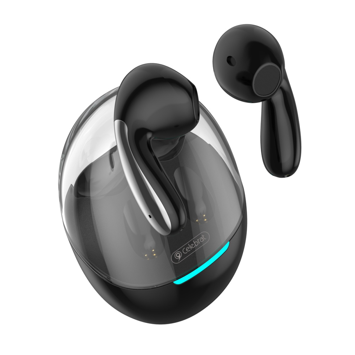 CELEBRAT earphones με θήκη φόρτισης W51, True Wireless, Φ13mm, μαύρα - Image 3