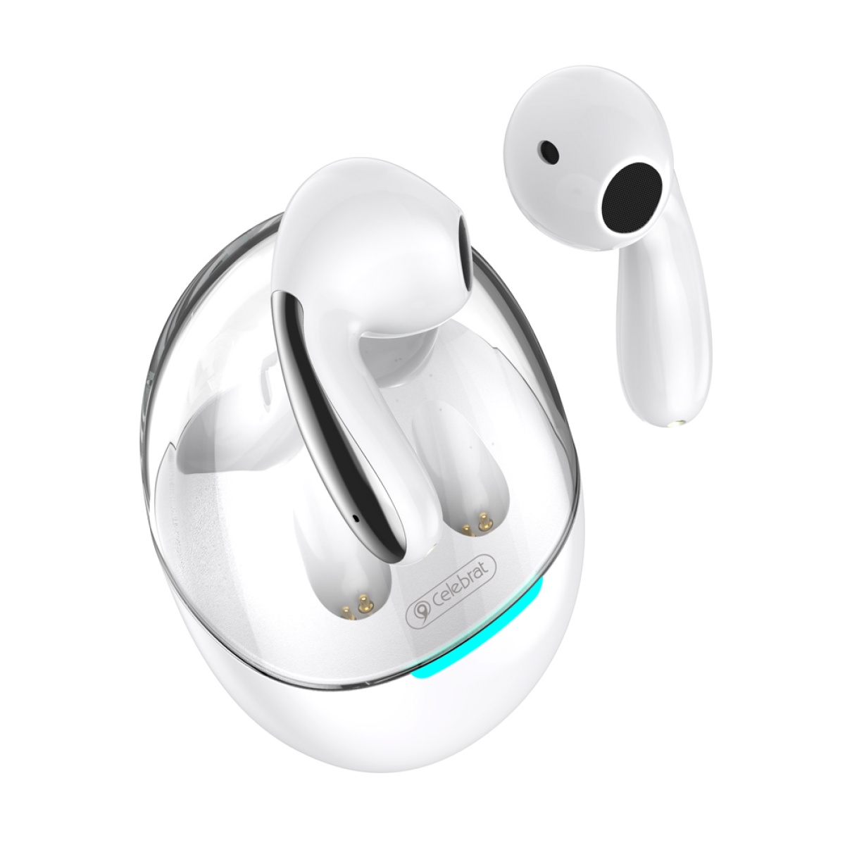 CELEBRAT earphones με θήκη φόρτισης W51, True Wireless, Φ13mm, λευκά - Image 3