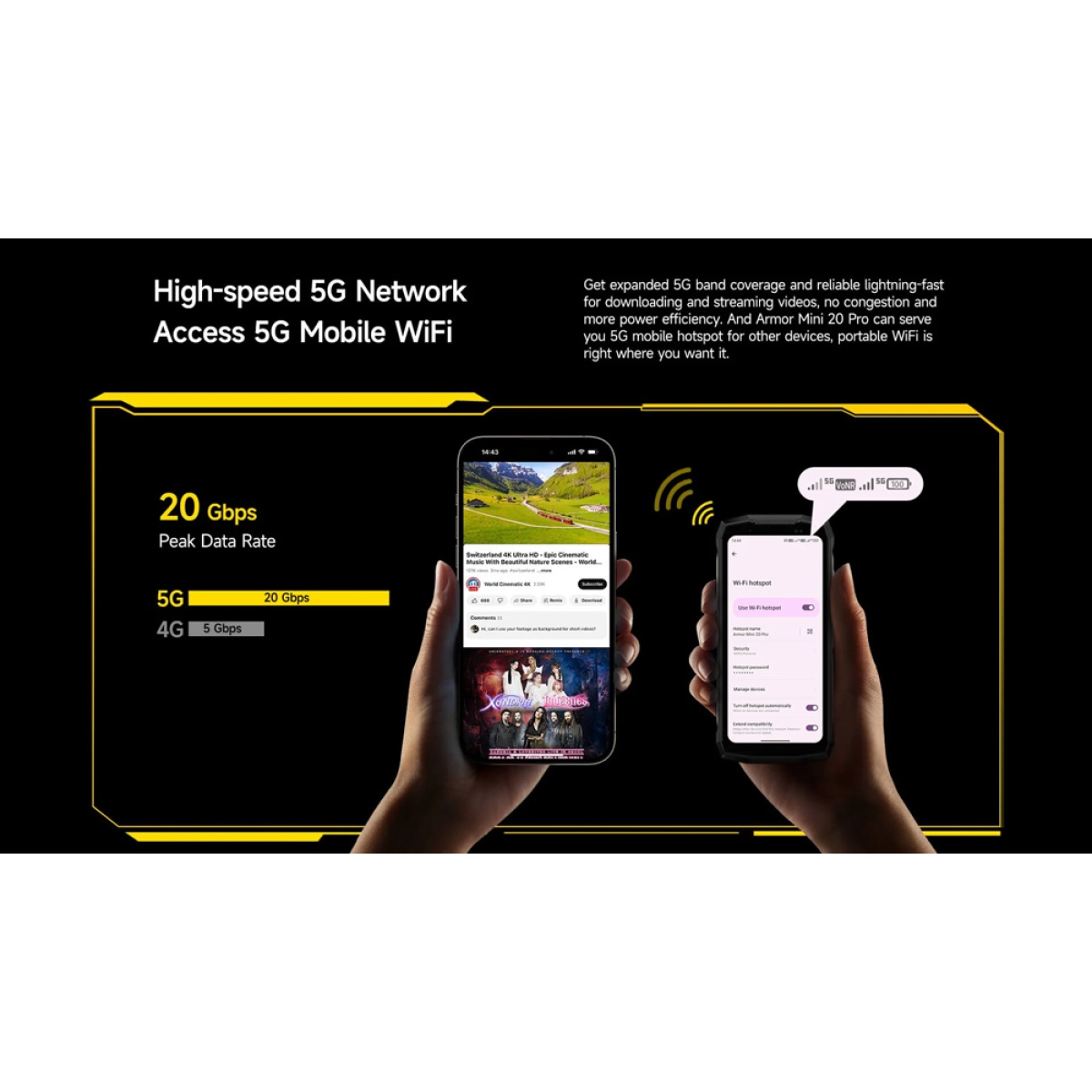 ULEFONE smartphone Armor Mini 20 Pro, 4.7", 8/256GB, 5G, 6200mAh, IP68/IP69K, μαύρο - Image 7