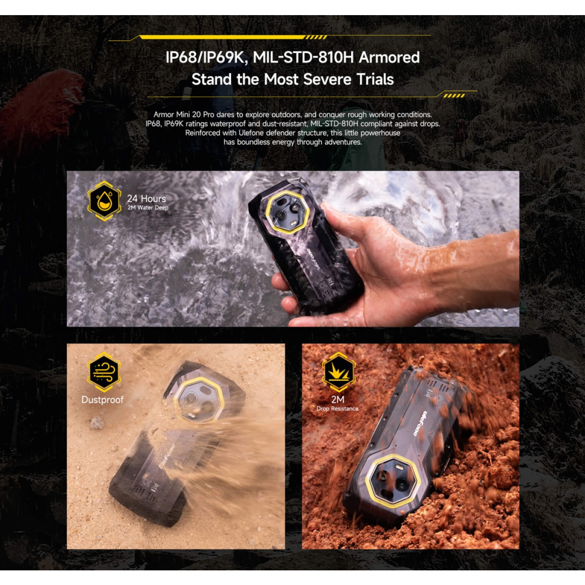 ULEFONE smartphone Armor Mini 20 Pro, 4.7", 8/256GB, 5G, 6200mAh, IP68/IP69K, μαύρο - Image 16