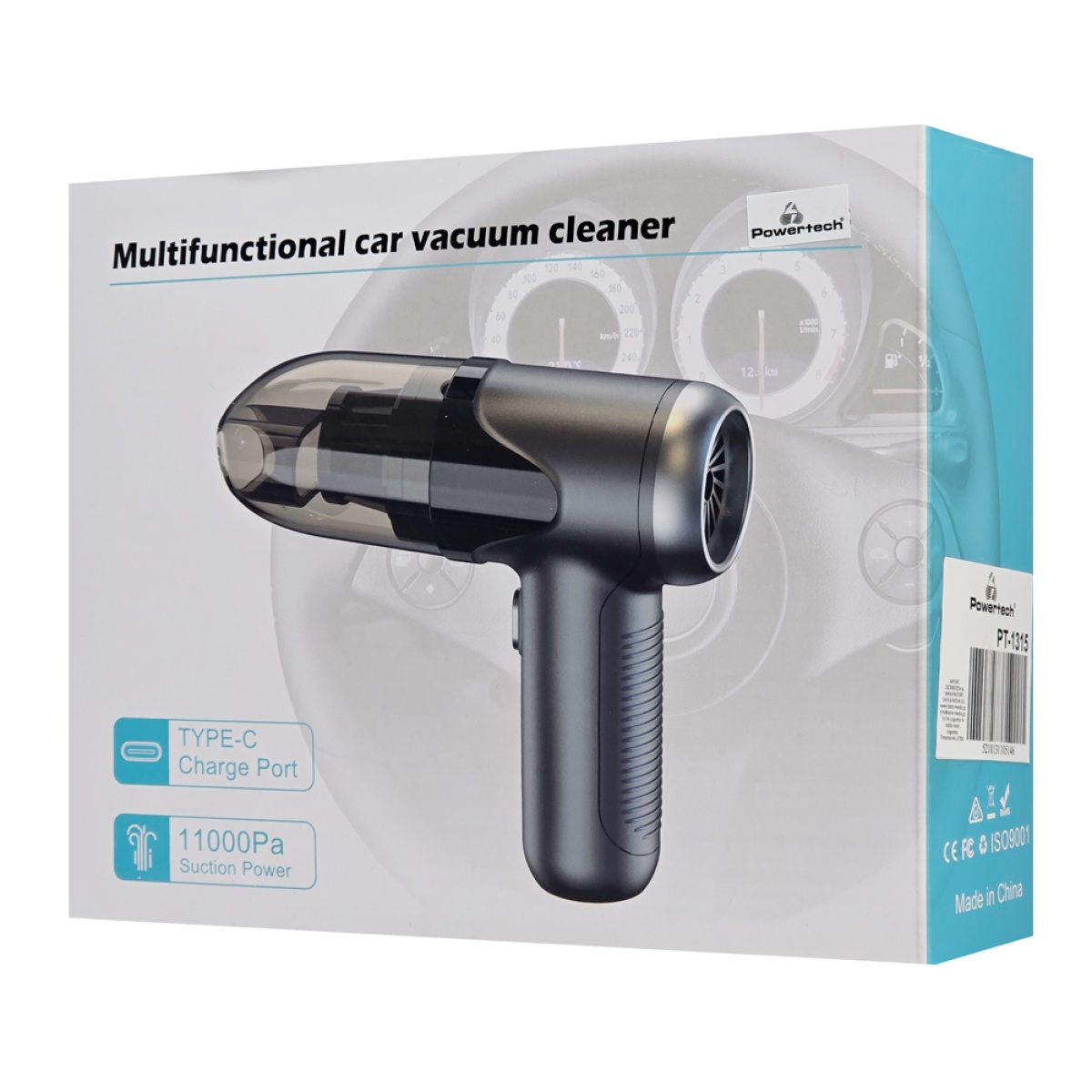 POWERTECH 2 σε 1 σκουπάκι χειρός & air duster PT-1315, 60W, 4000mAh, μαύρο - Image 5