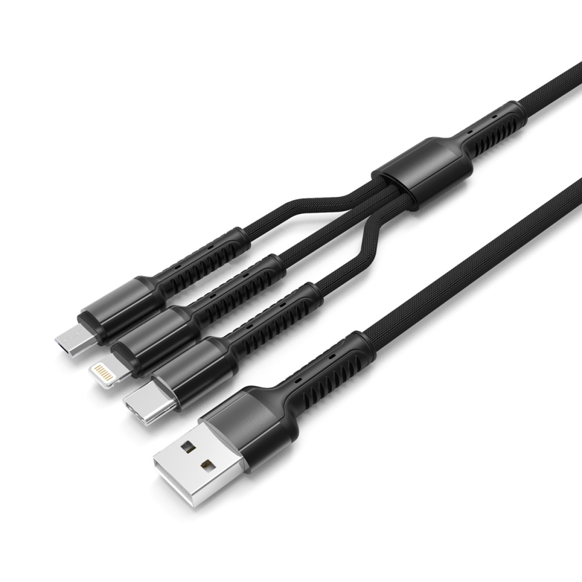 6933138640937 LDNIO καλώδιο USB σε USB-C/Lightning/Micro USB LC93, 3.4A, 1.2m, γκρι - Image 1