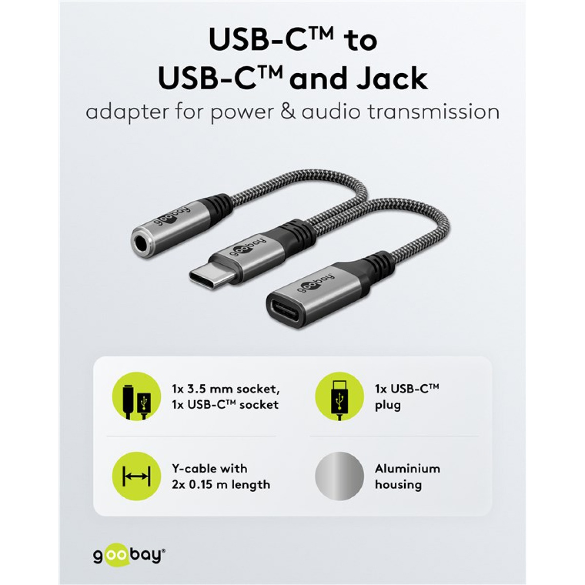 GOOBAY αντάπτορας USB-C σε 3.5mm & USB-C 74524, 60W, 480Mbps, γκρι - Image 4
