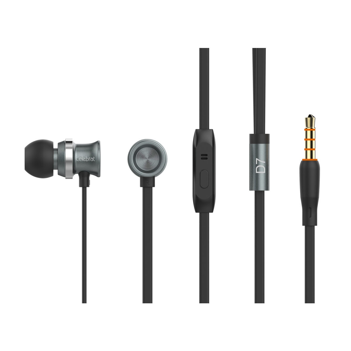 D7-BK CELEBRAT earphones με μικρόφωνο D7, 3.5mm σύνδεση, Φ10mm, 1.2m, μαύρα - Image 1