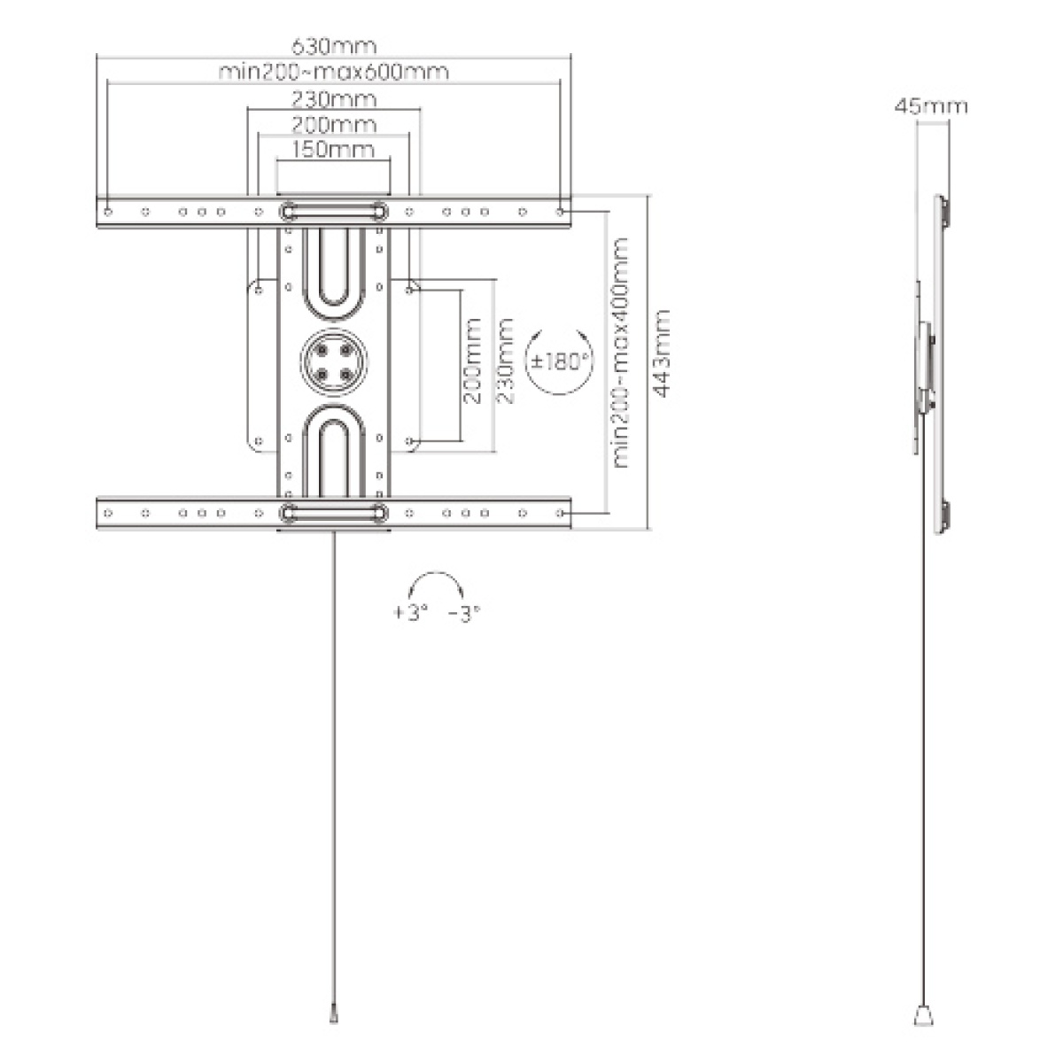 BRATECK επιτοίχια βάση τηλεόρασης LP69-46F , 37-80", έως 50kg - Image 9