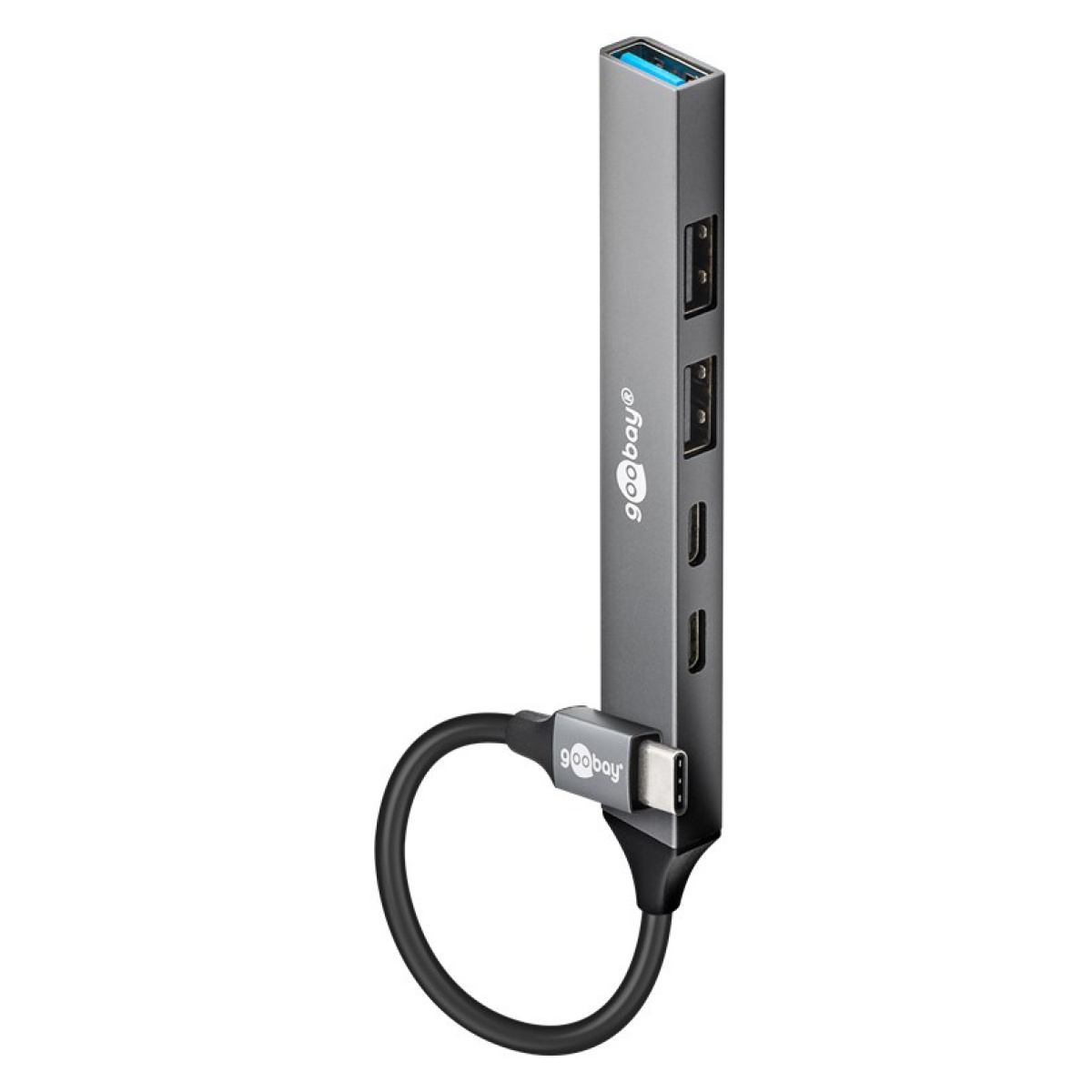 74460 GOOBAY USB hub 74460, 5x θυρών, USB 3.2, 5Gbps, 100W, USB-C σύνδεση, γκρι - Image 1