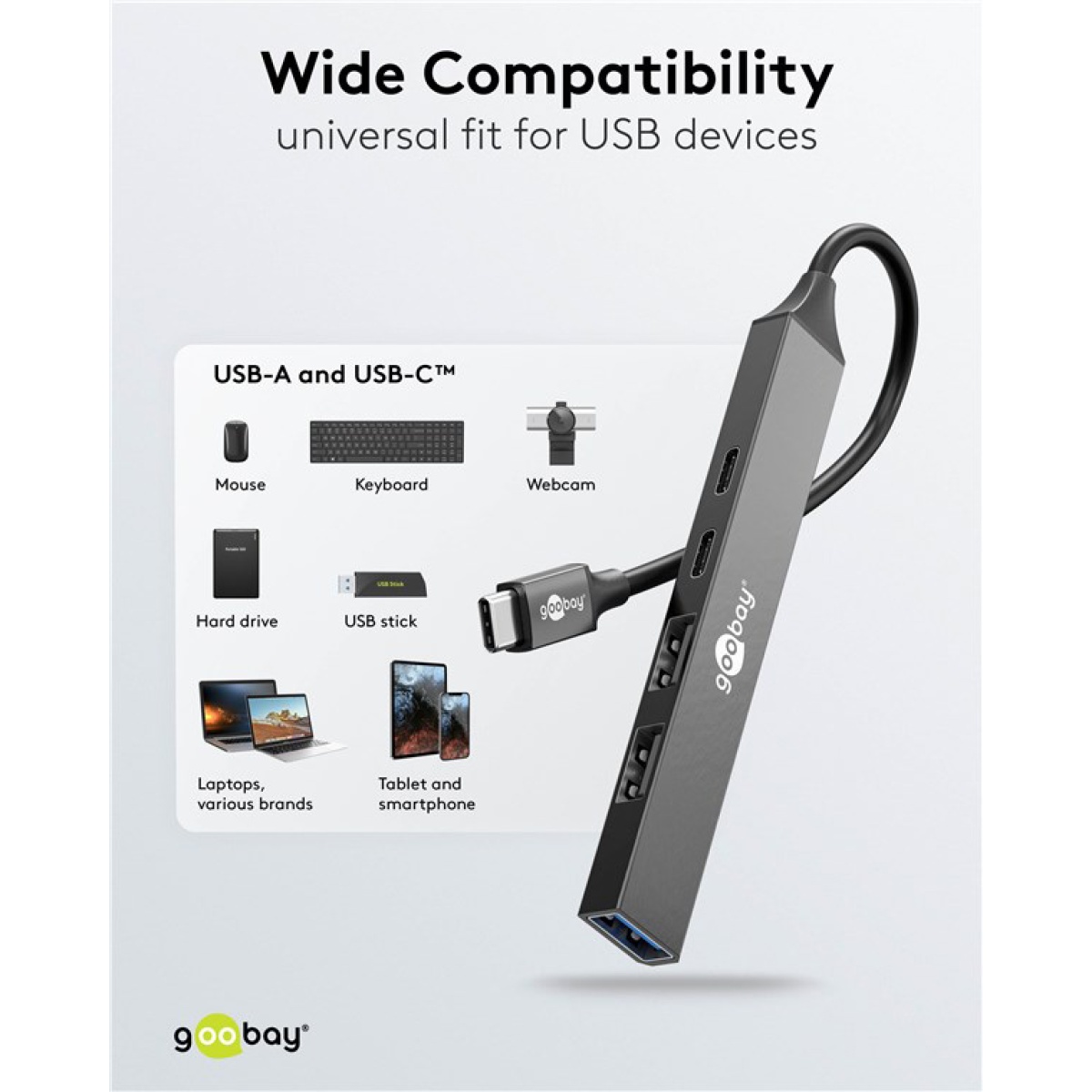 GOOBAY USB hub 74460, 5x θυρών, USB 3.2, 5Gbps, 100W, USB-C σύνδεση, γκρι - Image 4