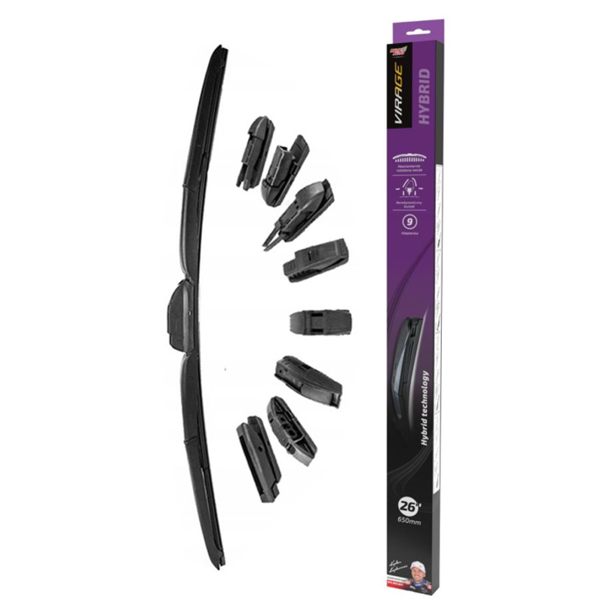 92-H26 MOJE AUTO υαλοκαθαριστήρας Hybrid 92-H26, 26" (650mm), 9 αντάπτορες - Image 1