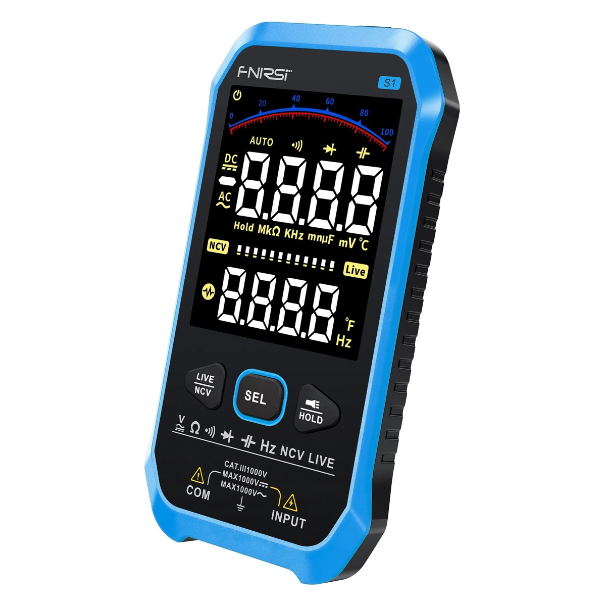 FNR-S1-BL FNIRSI ψηφιακό πολύμετρο S1, 1000V AC/DC, NCV, RMS, επαναφορτιζόμενο - Image 1