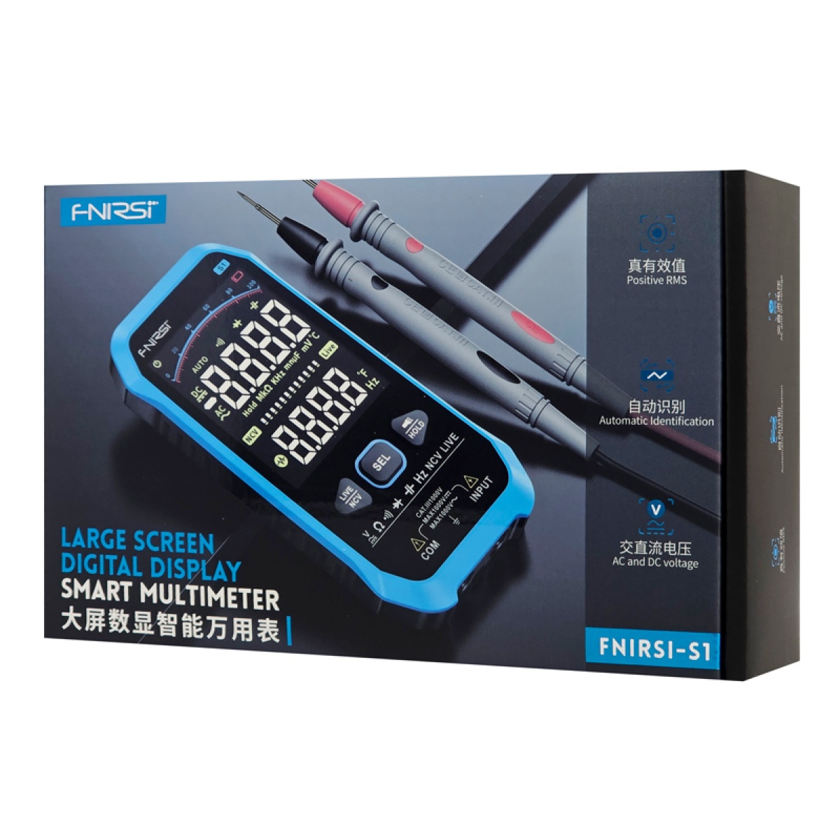 FNIRSI ψηφιακό πολύμετρο S1, 1000V AC/DC, NCV, RMS, επαναφορτιζόμενο - Image 6