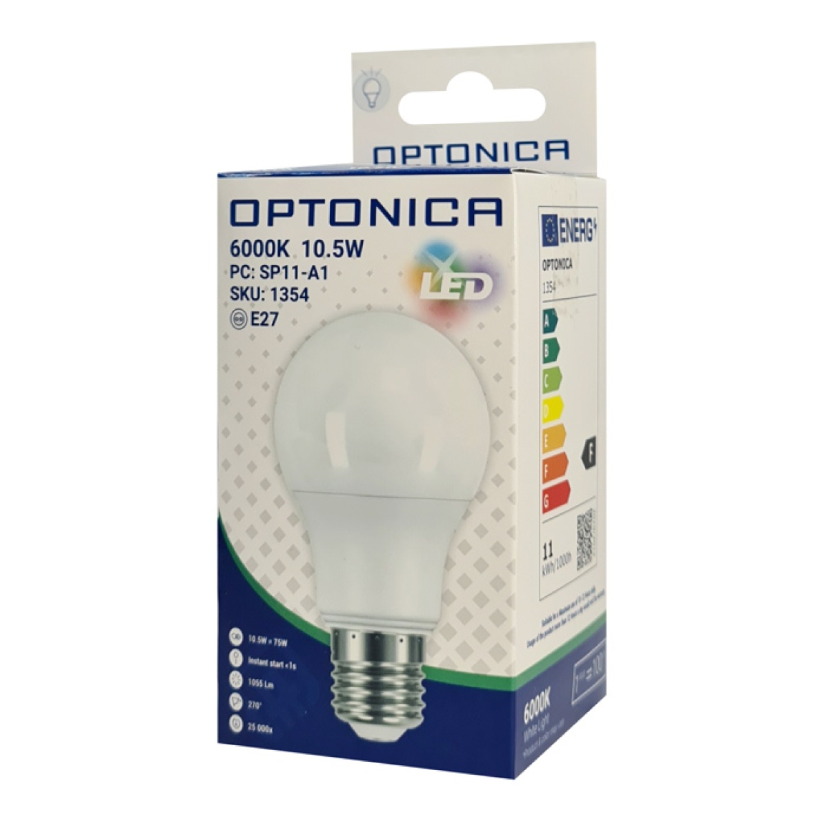 OPTONICA LED λάμπα A60 1354, 10.5W, 6000K, E27, 1055lm - Image 3