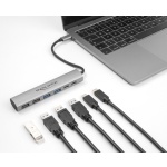 DELOCK USB hub 64232, 6x θυρών, 10Gbps, USB-C σύνδεση, γκρι - Image 2